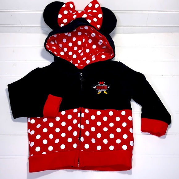 Disney Parks Exclusive Minnie Mouse Hoodie Sweatshirt Jacket Size 18 Months - Picture 1 of 11